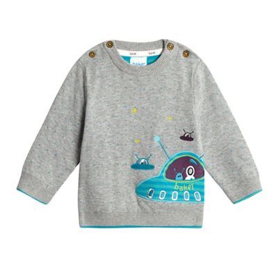 Baker by Ted Baker Baby boys' grey spaceship applique jumper